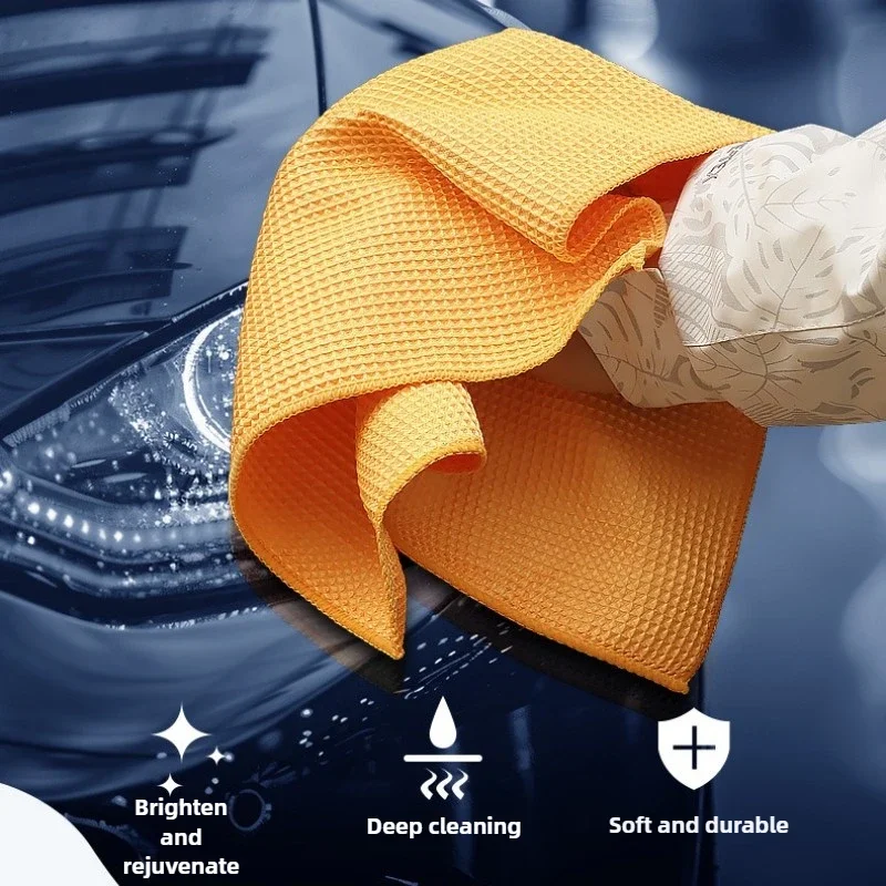 Car Wash Towel Glass Cleaning Water Drying Microfiber Window Clean Wipe Auto Detailing Waffle Weave for Kitchen Bath Home Office 2