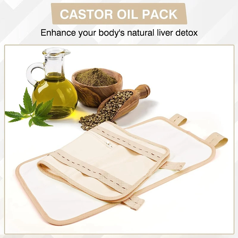 Castor Oil Pack, Adjustable Reusable Castor Oil Pack Wrap Elastic Strap Machine Washable Anti Leak