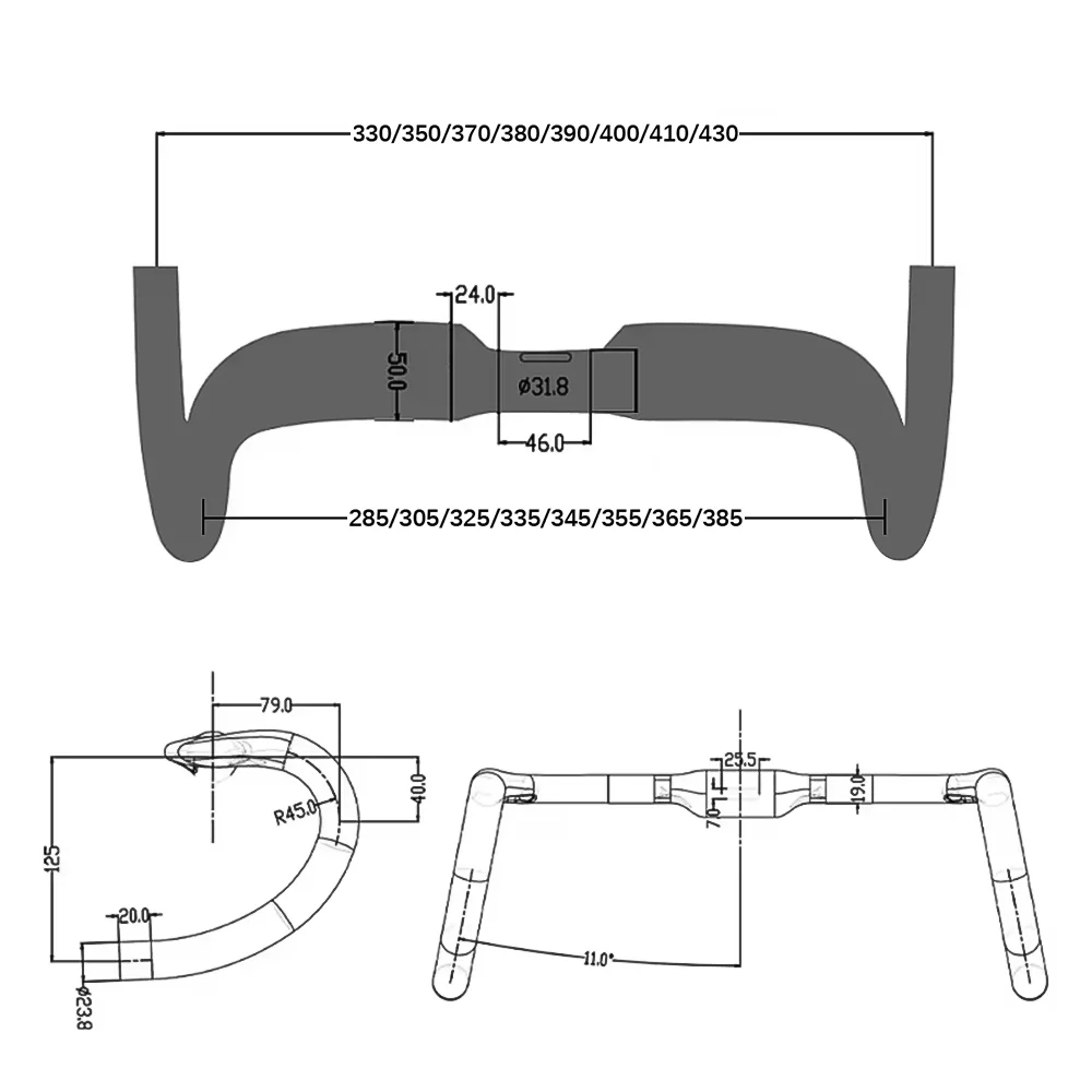 BALUGOE Carbon Fiber Road Bike Handlebars Full Internal Wiring