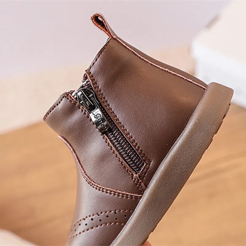 Spring/Autumn Baby Leather Ankle Boots Rubber Sole Infant Shoes for Toddler Children Fashion Little Girls 15-25 baby shoes baby boots