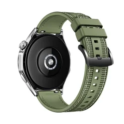 Premium 22mm Silicone & Woven Smartwatch Band - Universal Fit Strap Accessory for Huawei Watch 3 (Green-Black)
