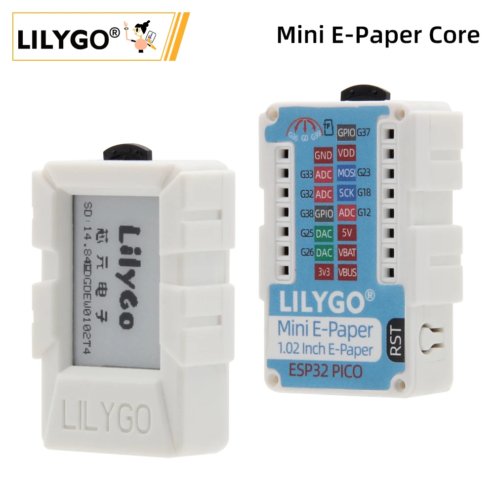 Lilygo® Ttgo Mini E-paper Core Esp32 1.02 Polegada Display Esp32 Pico wi fi sem Fio Ble Placa de Desenvolvimento do Módulo tf com Abs Escudo