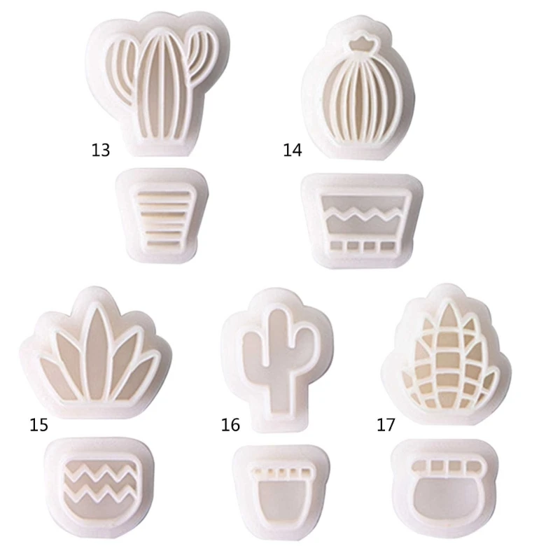 Soft Pottery Clay Cutter Earrings Moulds Cactus Shaped Plastic Jewelry Pendant Making Mold Hand-making Cutting Molds K3ND