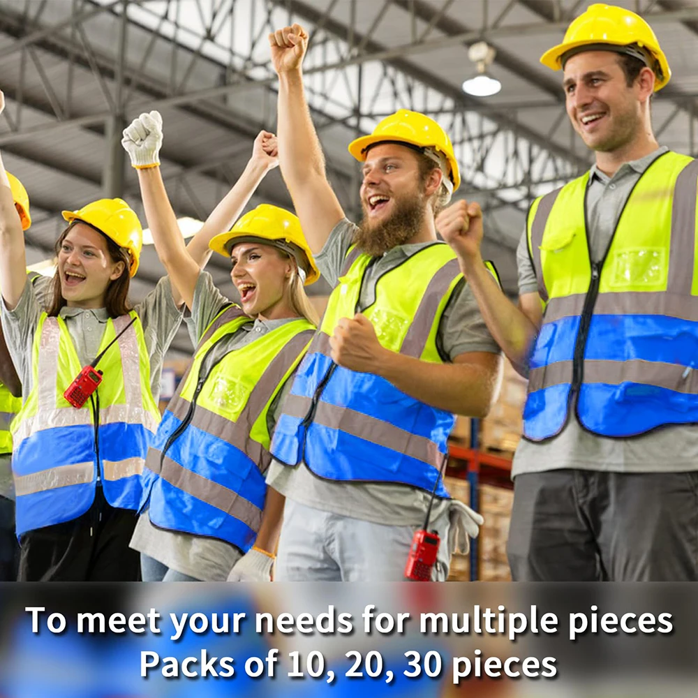 Size S-5XL Safety Vest with Pockets Zipper High Visibility Construction Security Working Clothes Workwear