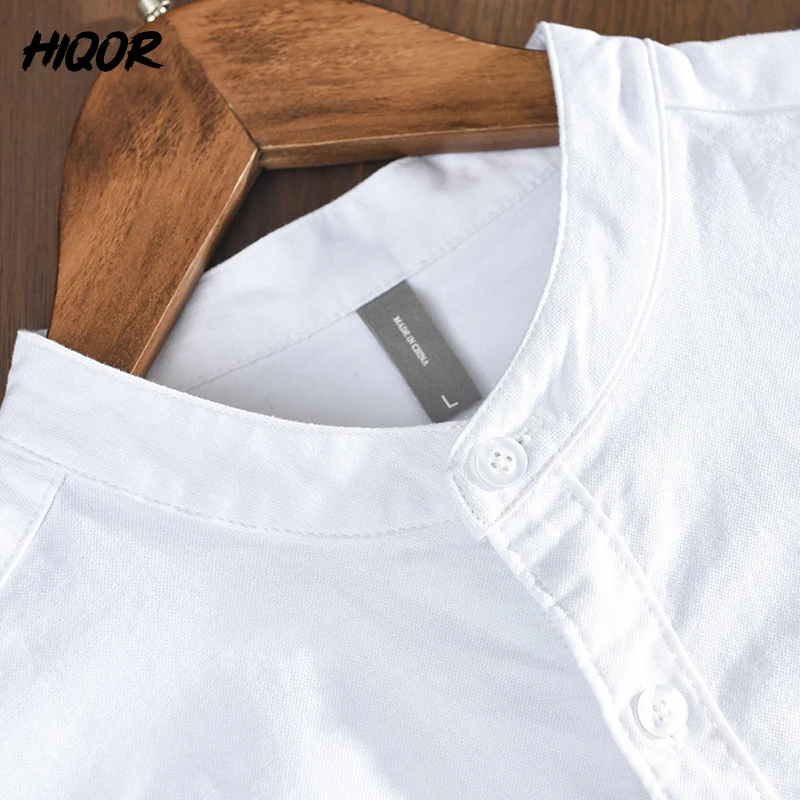 HIQOR Men's Fashion Casual Vintage Oxford Shirt - 100% Cotton