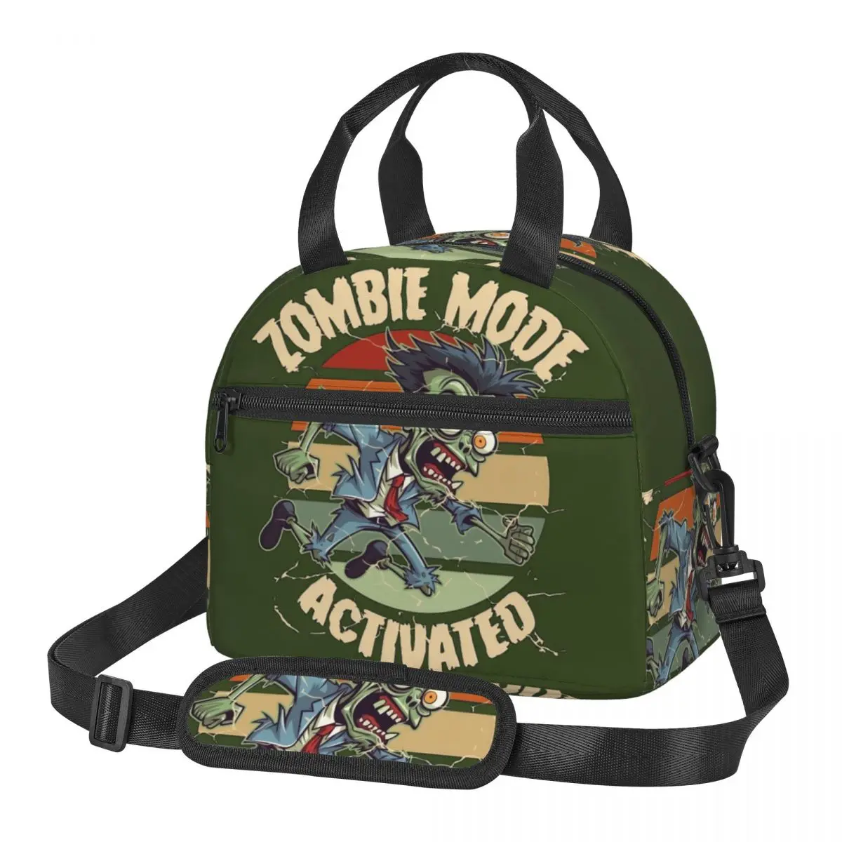 thumbnail image 1 of Bolsa térmica grande para almuerzo con aislamiento y correa ajustable para el hombro, producto activado en modo zombi, enfriador espeluznante y aterrador, 1 of 4