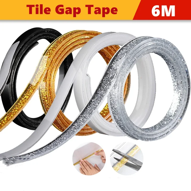 6M Ceramic Tile Gap Tape Kitchen Bathroom Waterproof Beautiful Seam Self-Adhesive Sticker Wall Floor Gap Line Decorative Strip adhesive tapes anti mold waterproof tape