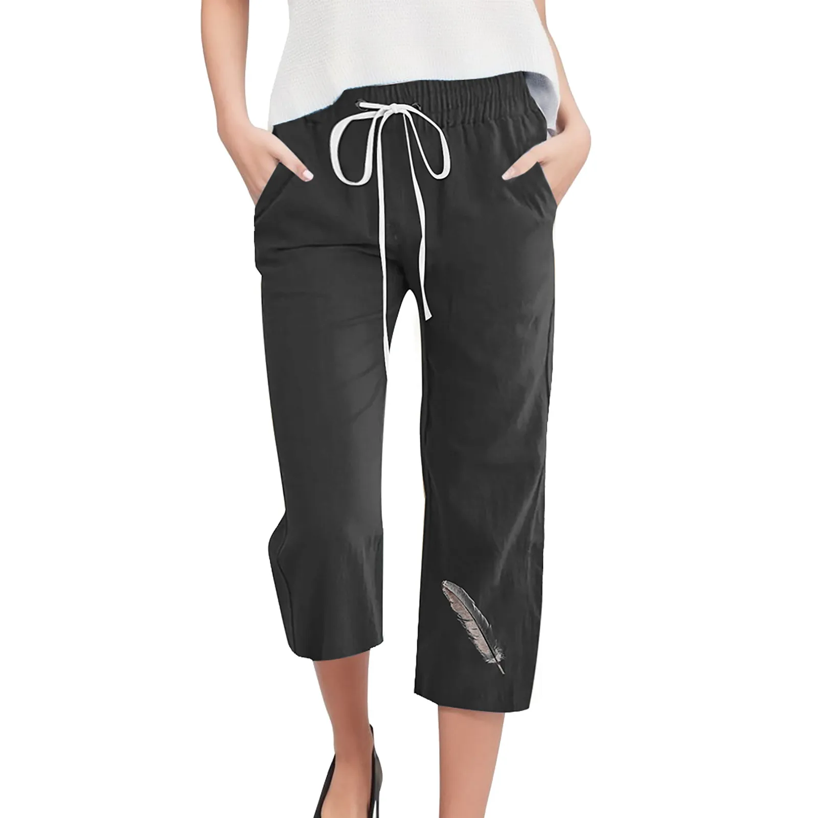 

Women's Fashion Printed Breathable Capri Pants Beach Pant Loose Track Pants for Women Womens Pants Straight Leg Wide Legged Pant