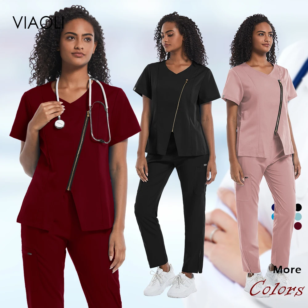 

scrubs medical uniforms Beautician Scrub Set Comfortable Health Center Pet Shop Work Clothes Wholesale Medical Accessories Women