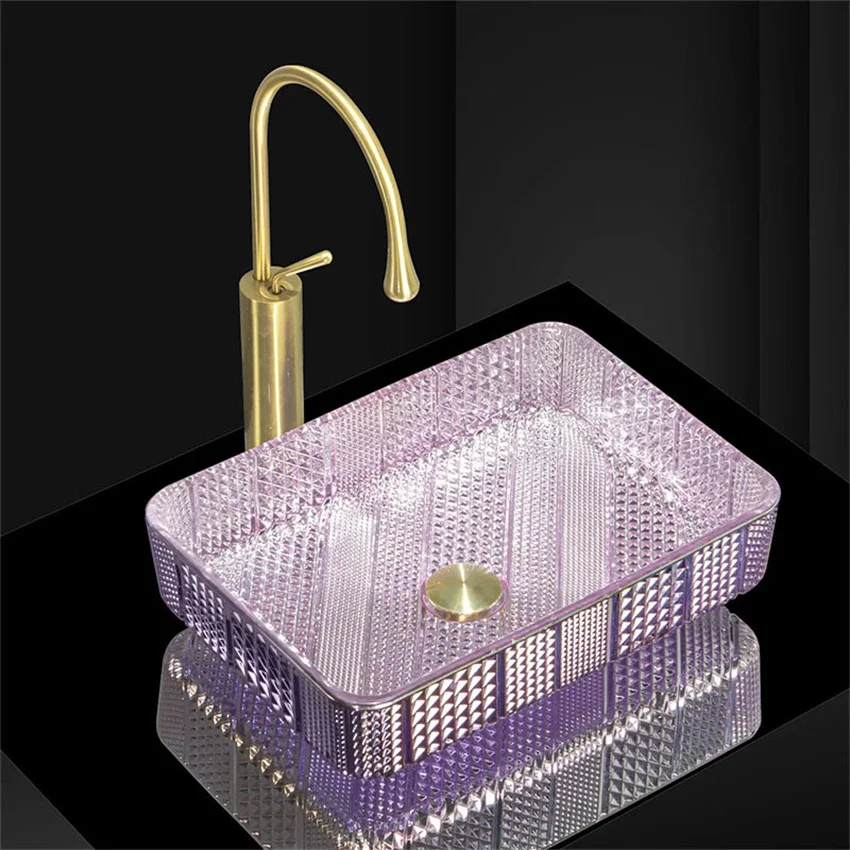 

BW22-039 Platform Basin High Temperature Tempered Glass Basin Household Wash Basin Bathroom Hotel Engineering Art Crystal Basin
