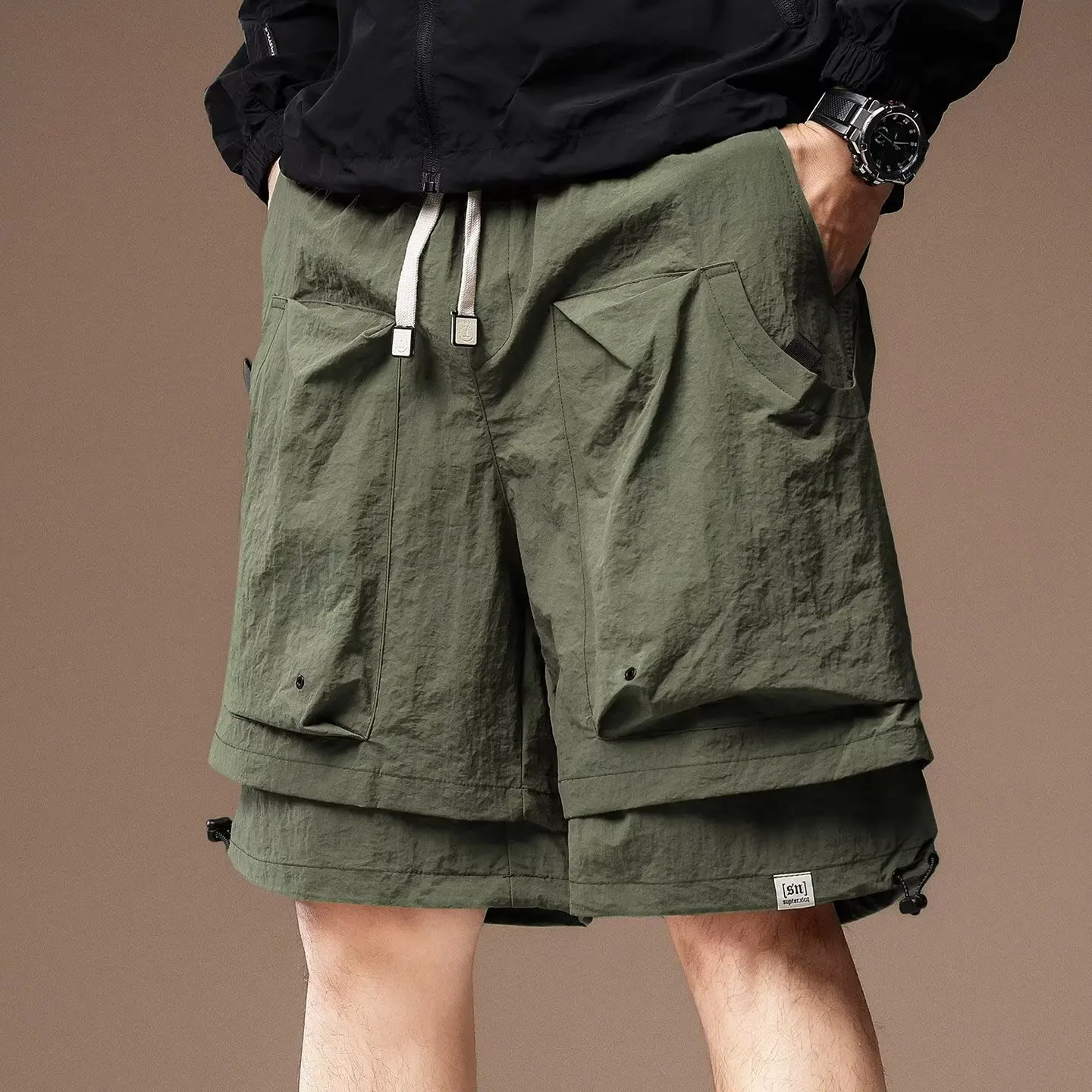 2025 New Men's Green Cargo Shorts Summer American Style Sports Sweatpants M-4XL Fashionable Men's Clothing Gym Shorts 2025 1