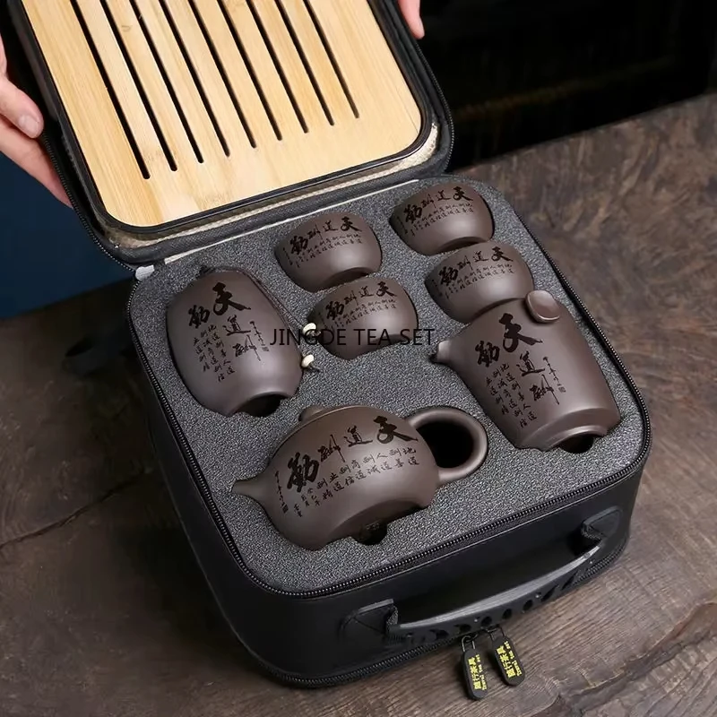 Portable Ceramic Teaware Set Chinese Tradition Kung Fu Tea Set With Bag Gaiwan Tea Cups Of Ceremony