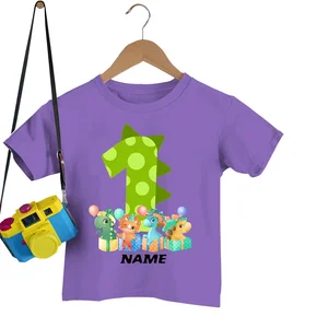 Custom T Shirt Children's T Shirts Kids Tshirt Birthday Custom T-shirts Clothes Summer Tops Dinosaur Cartoon Children Clothes