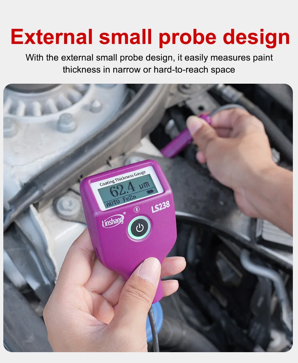 LS238 Digital Paint Thickness Gauge 0.0-3500μm Fe/Al Car Paint Coating Thickness