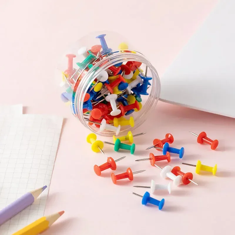 100Pcs Push Pins Thumb Tacks for Bulletin Board Stick Pins Cork Board Wall Hangings Office Color Pins for Desk Organization push pins