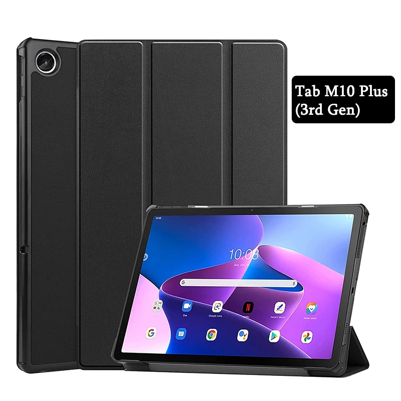 

For Lenovo Tab M10 Plus 3rd Gen Tablet Case 10.6 Inch TB128FU TB125FU Tri-Fold Magnetic Stand Cover For Xiaoxin Pad 2022 Funda