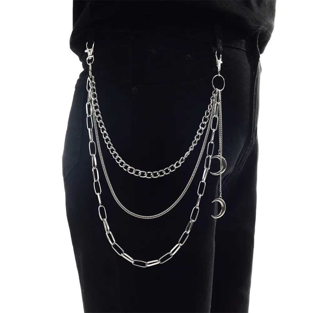 

Fashion HipHop Harajuku Heavy Duty Waist Hook Gothic Keychains Link Coil Moon Pendants Chain