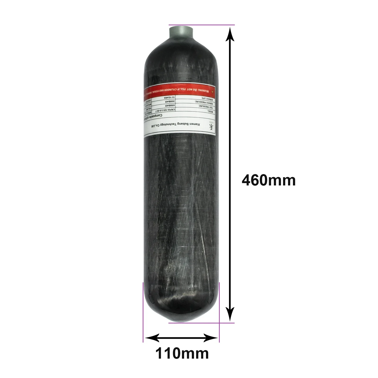TUXING 300Bar 4500Psi 3L High Pressure Tank Carbon Fiber Cylinder HPA Double Met