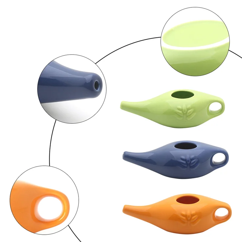 250Ml Ceramic Neti Pot Nose Cleaning Pot Durable Leakproof Spout for Nasal Rinsing Nose Washing Men and Women nasal rinsing pot