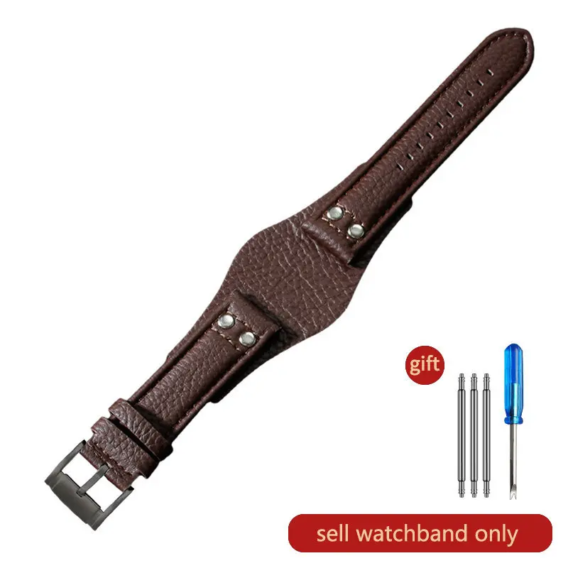 Breathable Skin Friendly Genuine Cowhide Leather Watchband – Waterproof 22mm Strap