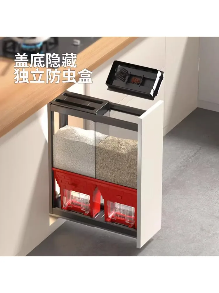 Kitchen cabinet basket drawer type embedded rice storage box rice cabinet