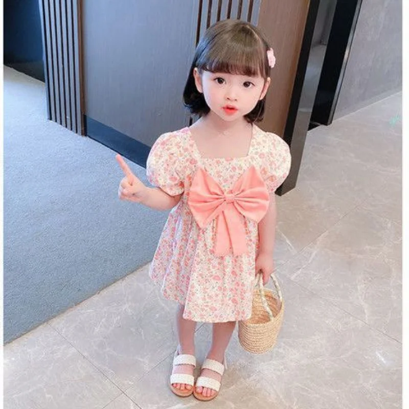 

Beautiful Baby Girl's Dress Summer 2023 New Cotton Casual Bubble Sleeve Princess Dress Summer Girl's Short Sleeve Dress