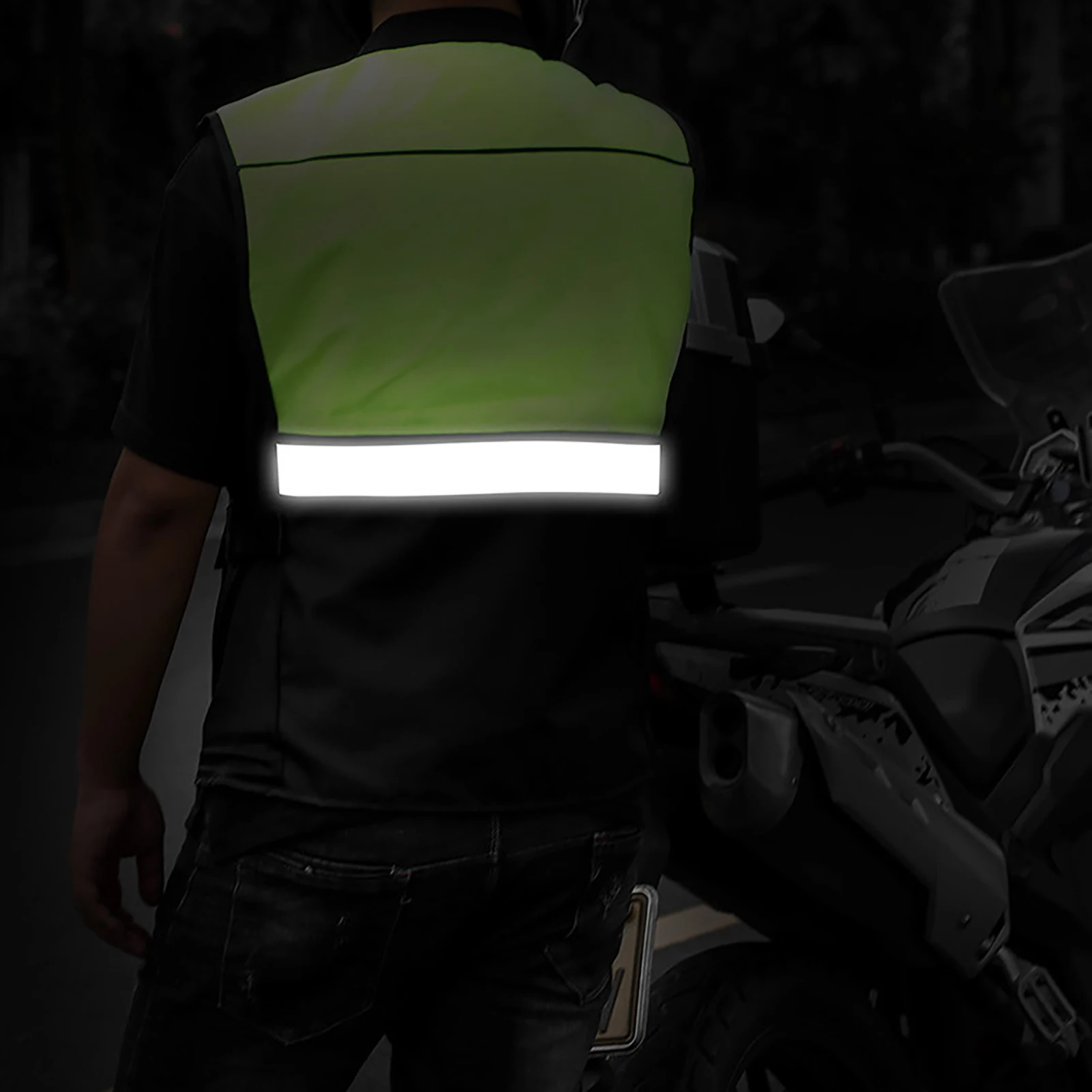 Reflective Straps Safety Vest Motorcycle Highlight Safety Vest Night Riding Fluorescent Vests Cycling Running Oxford Cloth