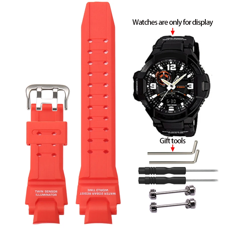 Waterproof Resin Strap with Metal Loop for Men's Sports Watch - Includes Installation Tools