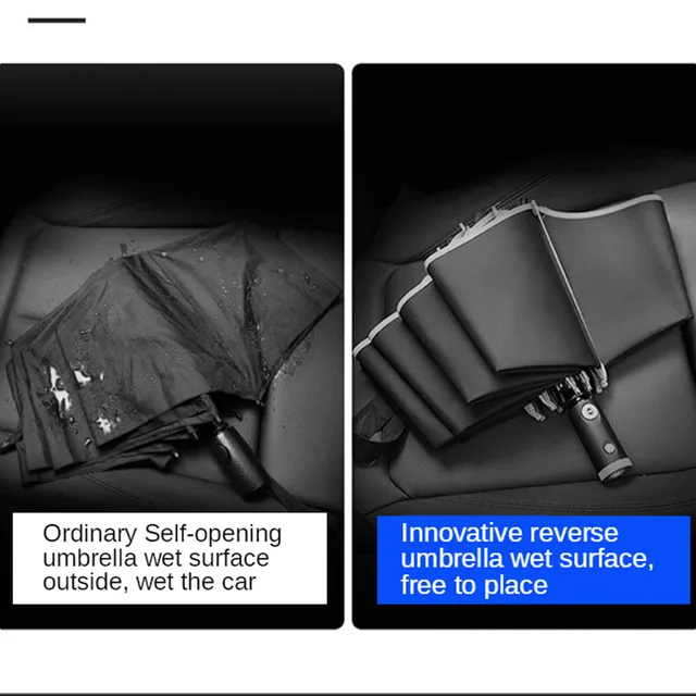 Szélálló Led -Es Könnyű Automatikus Esernyő Eső Nők Férfi Fordított 10K Esernyők - Image 2