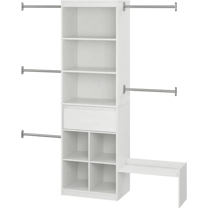 Grow with Me Adjustable Kids’ Closet Organizer System, 15.69" D x 95.44" W x 76.62" H, 5