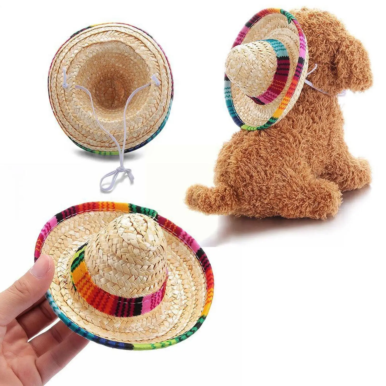 

Costume Dog Supplies Sombrero Pet Straw Hat Pet Ornaments Hat Pet Straw Sombrero Dog Mexican Straw Colorful Cat H0Z7