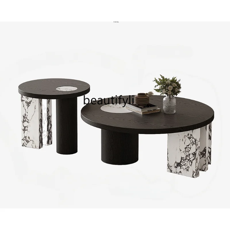Italiano Minimalista Bulgari Stone Plate Tea Table Combinazione Designer Model High-End Small Apartment Furniture Living Room