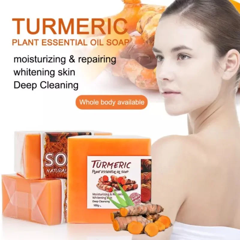 Turmeric Cleansing Soap, Handmade Ginger Essential Oil Bath, Anti-acne, Eliminate Pimples and Dark Spots