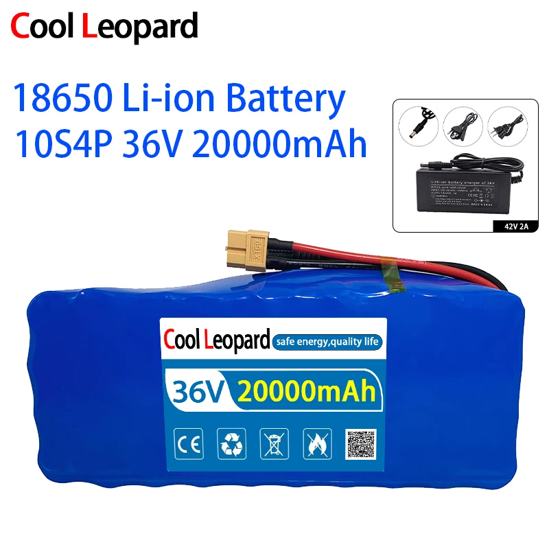 

New 18650 10S4P 36V 20Ah Lithium Battery Pack,For 720W 360W E-bike Electric Car Bicycle Motor Scooter Replacement Li-ion Battery