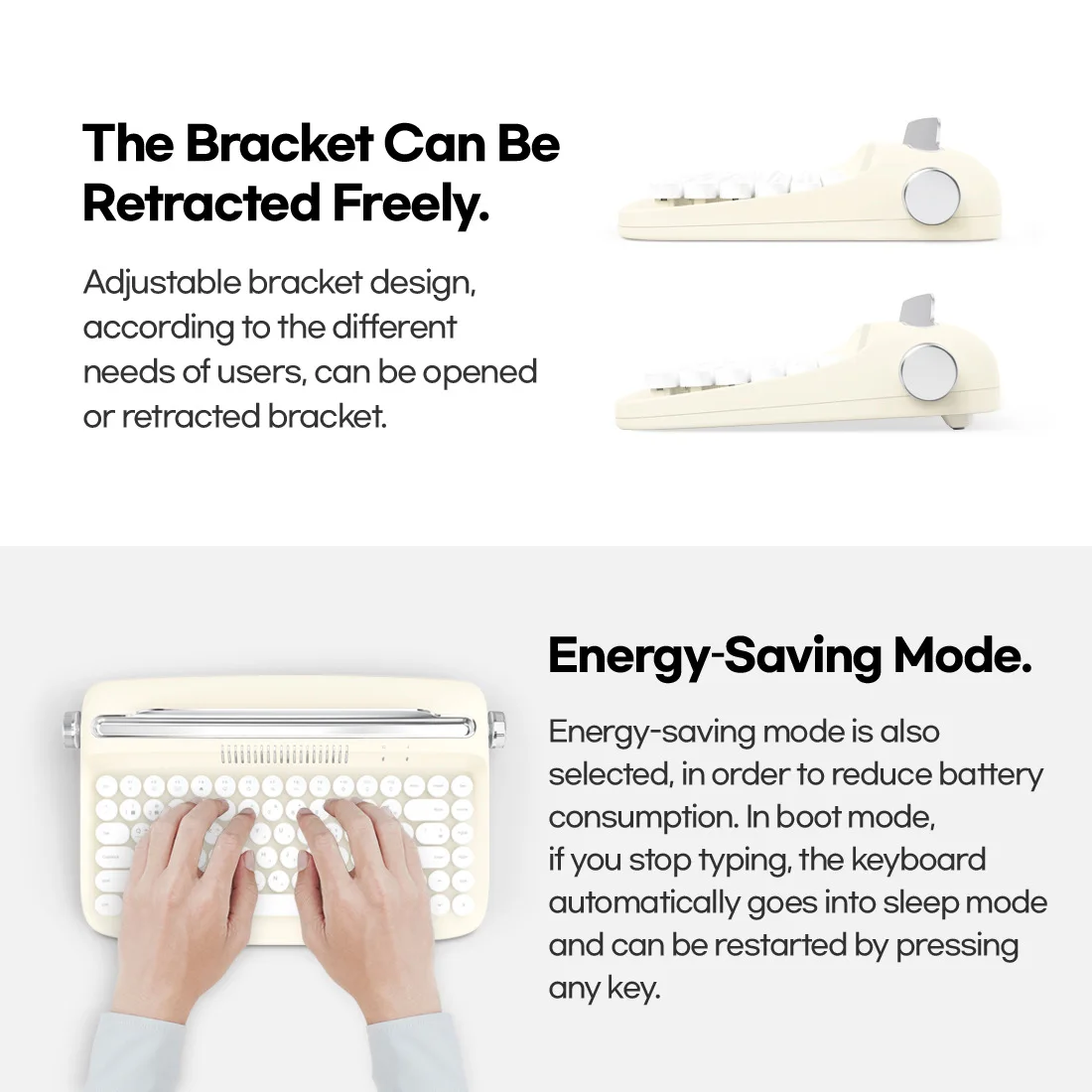 Tablet PC Bluetooth Wireless Office Typewriter Feel Keyboard Stylish Retro Round Keycap English