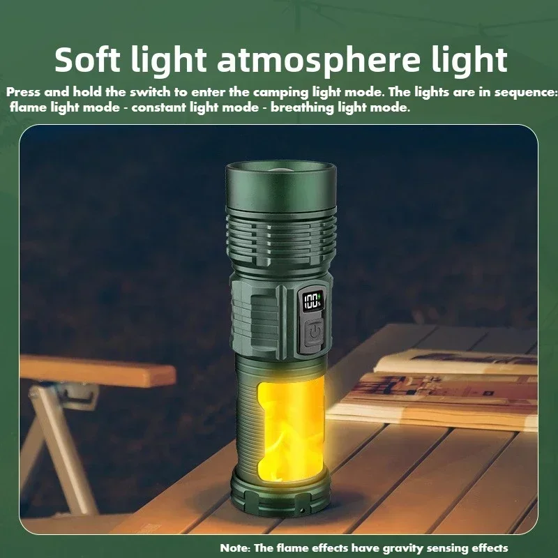Super Long Range Tactical Flashlight High Power LED Torch USB Rechargeable Strong Light Lamp Outdoor Portable Lantern Waterproof
