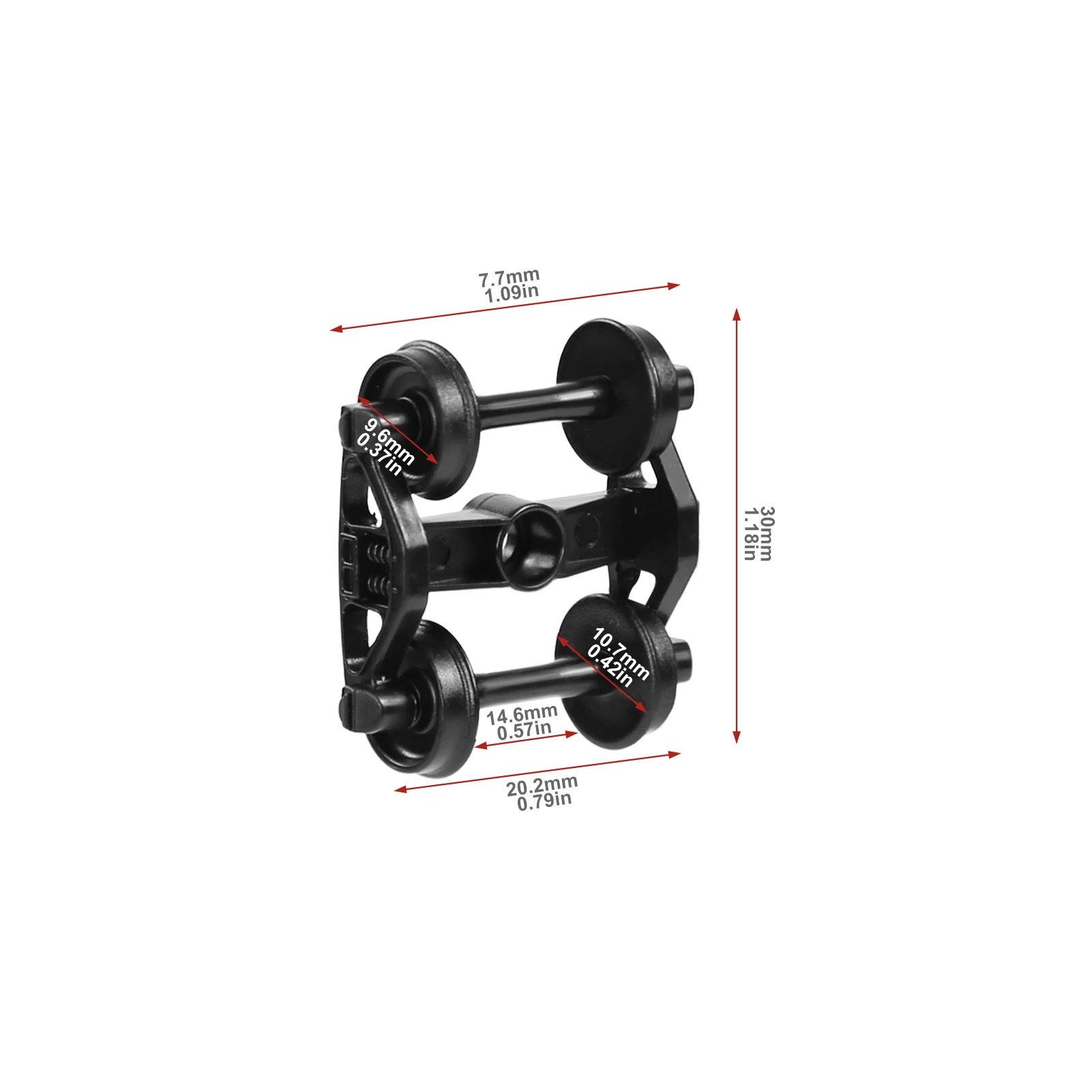 Evemodel HO Scale 1:87 Bearing Truck with 33" Plastic Wheels POM Bogies 2-Springs 12pcs/24pcs HP22BHO 3