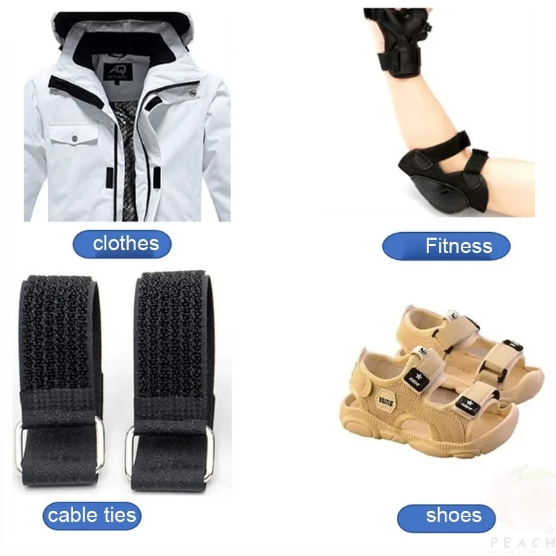 Reusable Nylon Hook Loop Fastening Cable Tape CuttoLength SelfAdhesive Securing Strap Buckle for Organizer Storage