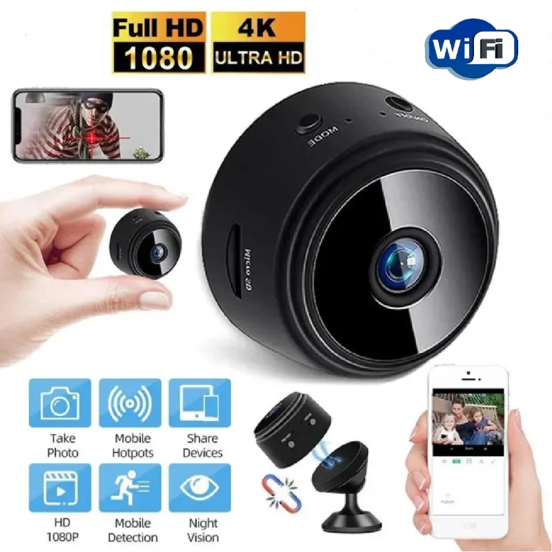 A9 Mini Camera 1080P Remote Monitor With Motion Night Version Voice Video Security Wireless Camcorders Surveillance Cameras amorom wifi ip camera indoor 1080p hd night vision ai detect surveillance cameras for pet baby monitor with alexa