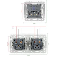 USB ซ็อกเก็ตผนัง1/2ปลั๊กเต้าเสียบสายไฟ16A ติดตั้ง EU สแควร์ Schuko สำหรับสมาร์ทโฟนแท็บเล็ต MP3สำนักงานห้องครัว 2