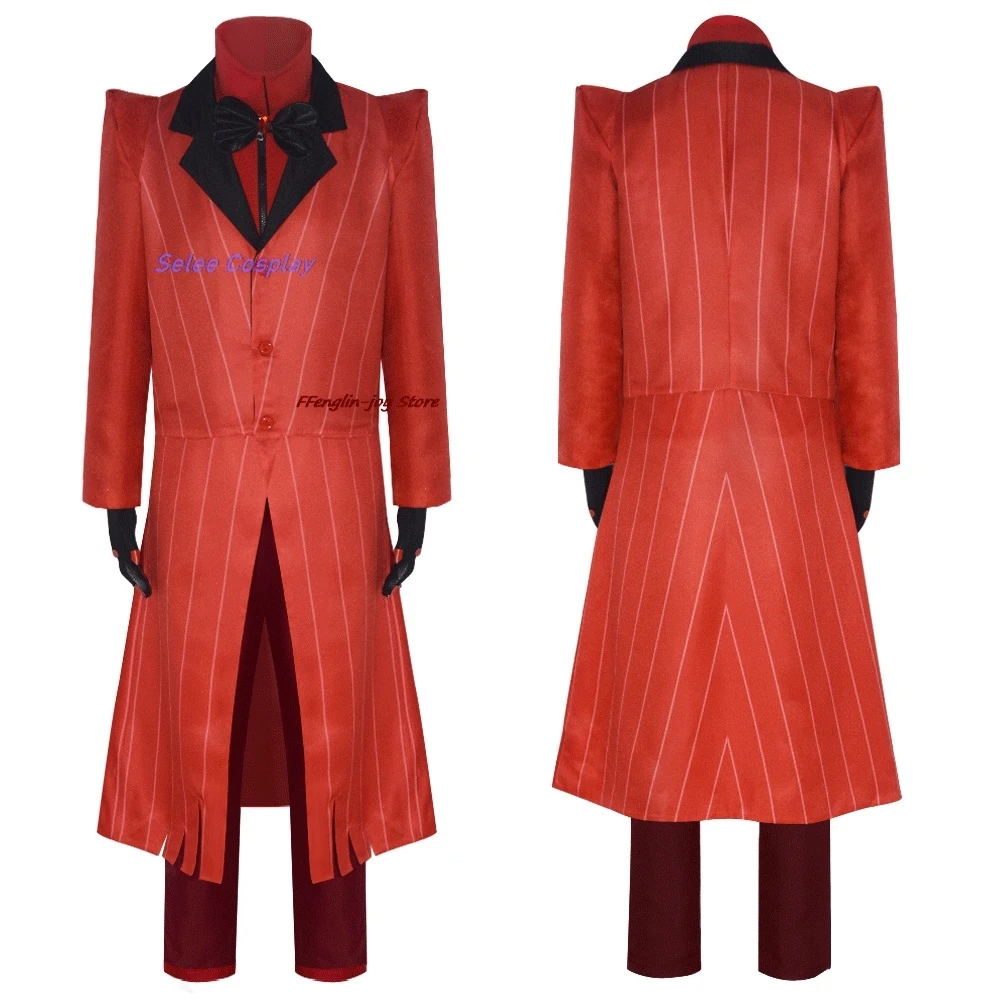 

Alastor аниме хамбин костюм для косплея отеля Walkstick очки униформа для косплея рога демона Хэллоуин стиль мужской красный костюм для косплея
