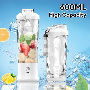 Portable 6-Blade Electric Juicer Blender 600ML Fruit Juicer Mixer USB Rechargeable Smoothies and Shakes Juicer Cup Juice Maker