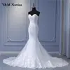 Y&M New Arabic Aso Ebi Vintage Lace Beaded Sequined Wedding Dresses Strapless Mermaid Bridal Dress Sexy Customized Wedding Gowns 4