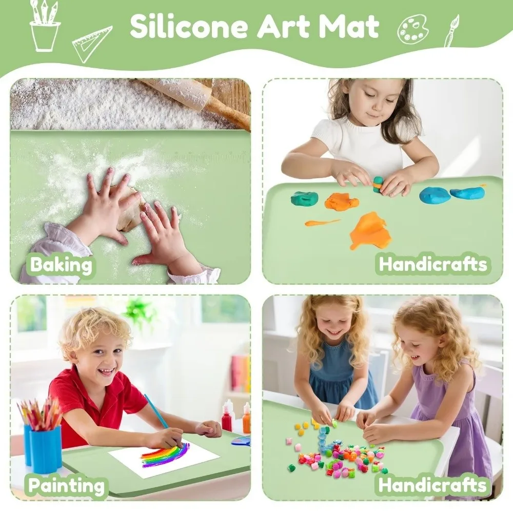 실리콘 페인팅 매트 미끄럼 방지 대형 DIY 공예 트레이 높은 가장자리가 있는 재사용 가능한 그래피티 클레이 아트 패드 공예용 그림 클레이