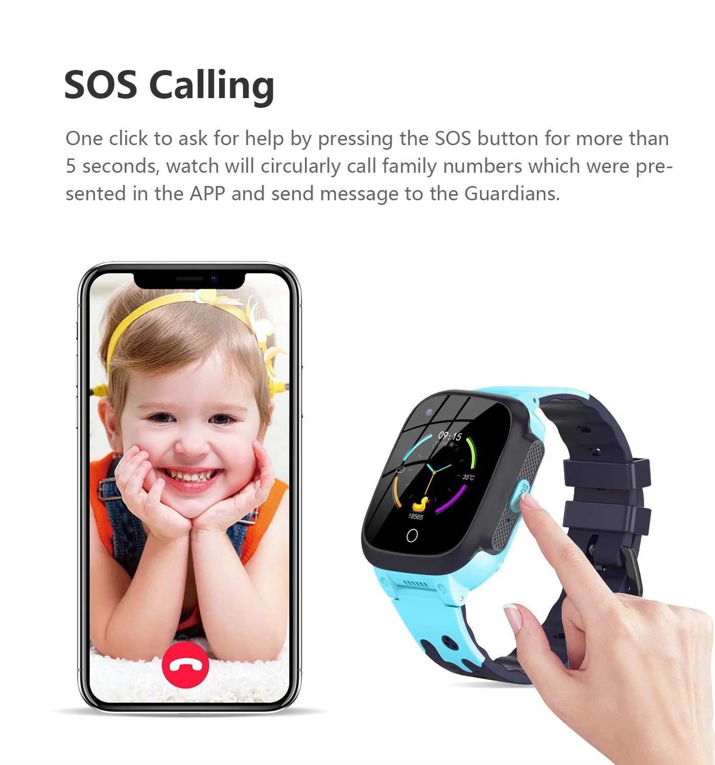 LT25 Kids Smartwatch with Body Temp Sensor, 4G LTE GPS Tracker, Touchscreen Waterproof Phone Watch, SIM Card Enabled