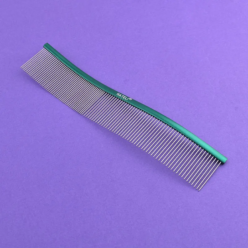 Professional Stainless Steel Pet Grooming Comb - Dual Teeth Design for Effective Hair Removal