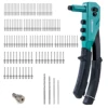 Libraton Rivet Gun Kit, Heavy Duty Manual Riveting Tool 1PC with 120 Blind Rivets, 4 HSS Drill Bits, 4 Tool-free Interchangeable 1