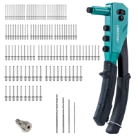 Libraton Rivet Gun Kit, Heavy Duty Manual Riveting Tool 1PC with 120 Blind Rivets, 4 HSS Drill Bits, 4 Tool-free Interchangeable 1