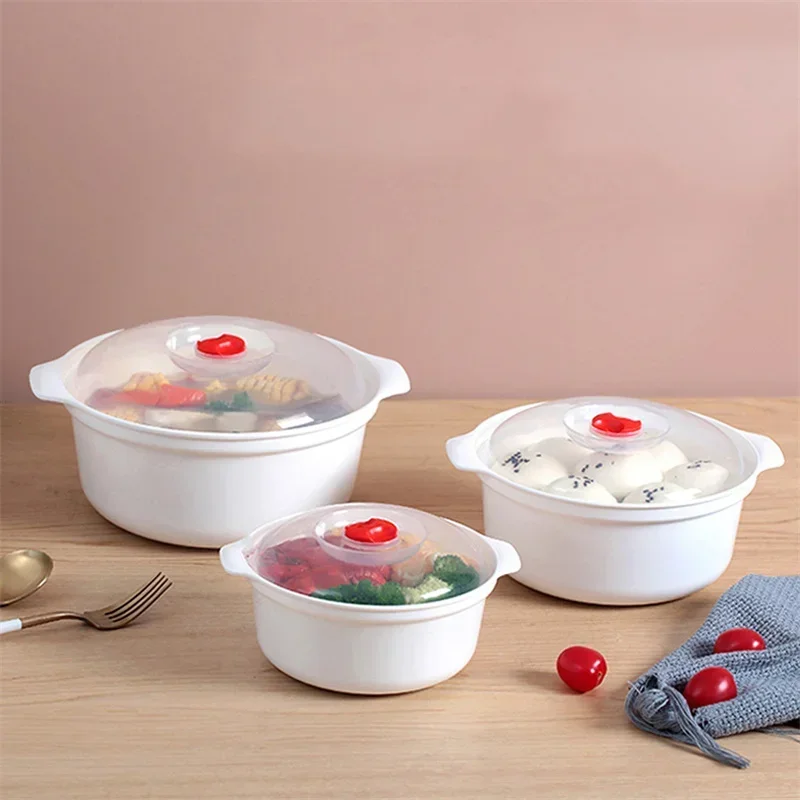 S/M/L Microwave Oven Special Box with Lid Heated Soup Pot Rice Steamed Dumpling Food Cooking Container Food Grade Kitchen Tool