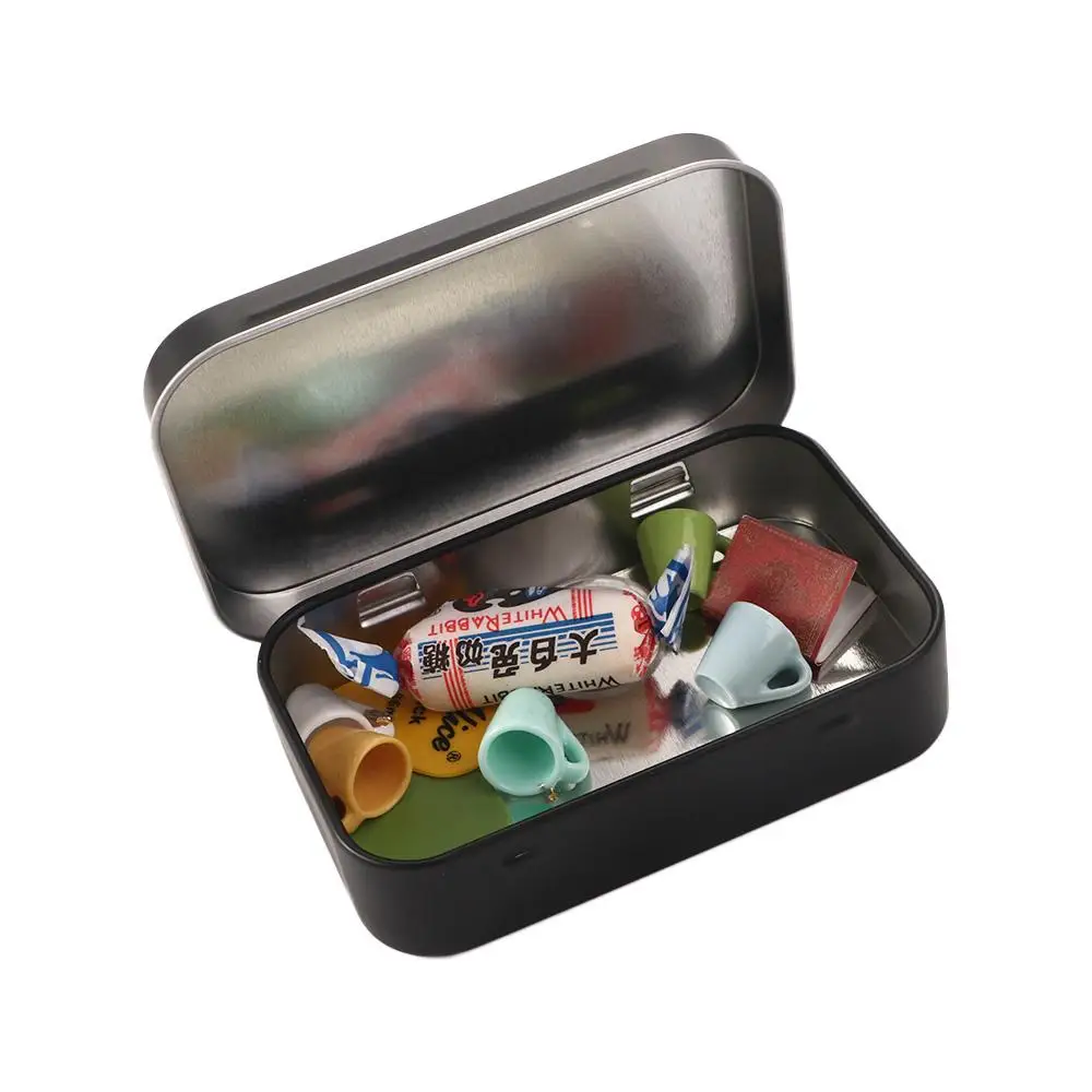 Sealed Tin Survival Kit Coin Organizer Black Card Case Metal Empty Box Black Storage Box Candy